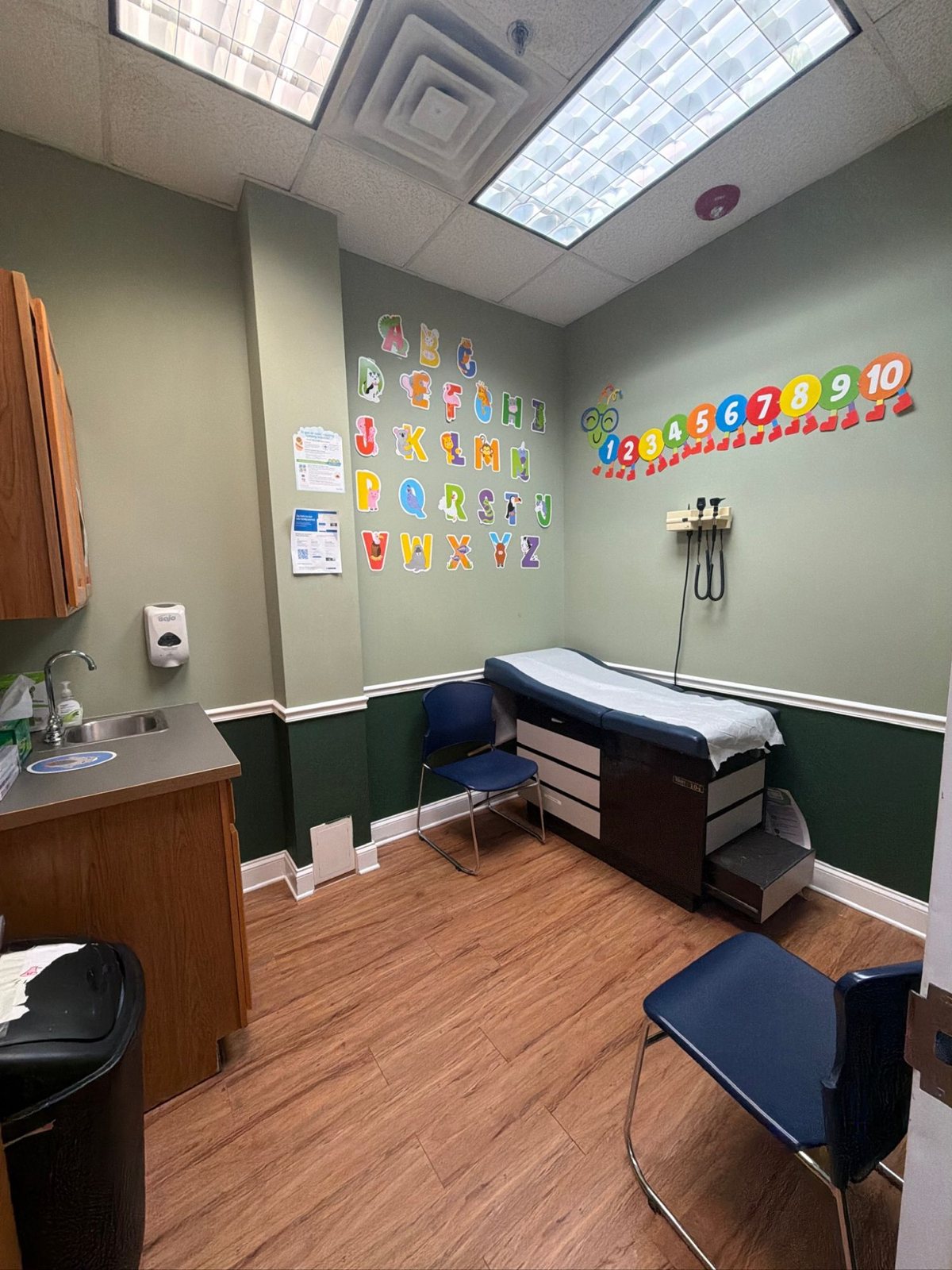 Exam room with the alphabet and counting wall