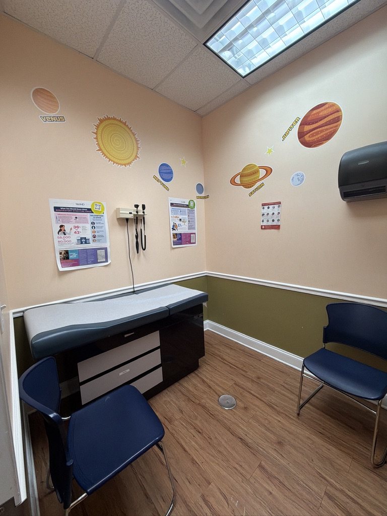 Exam room decorated with the planets